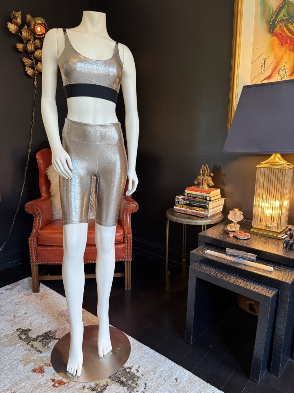 NWOT Heroine Sport Champagne Metallic Sports Bra + Leggings Set XS/S